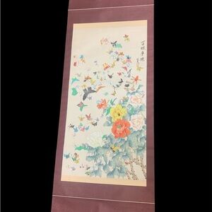 Japanese Hanging Scroll "hundred Butterflies Vying For Territory” VTG